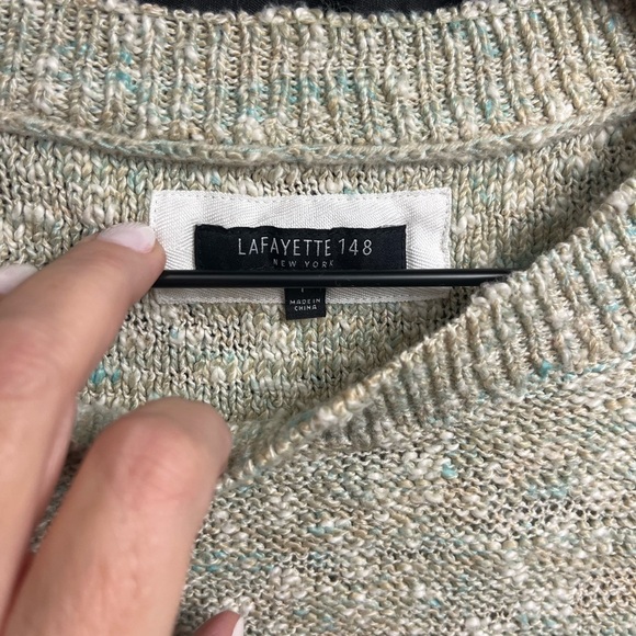 Lafayette 148 New York Textured Linen Gem and Cream Sweater - Picture 8 of 15